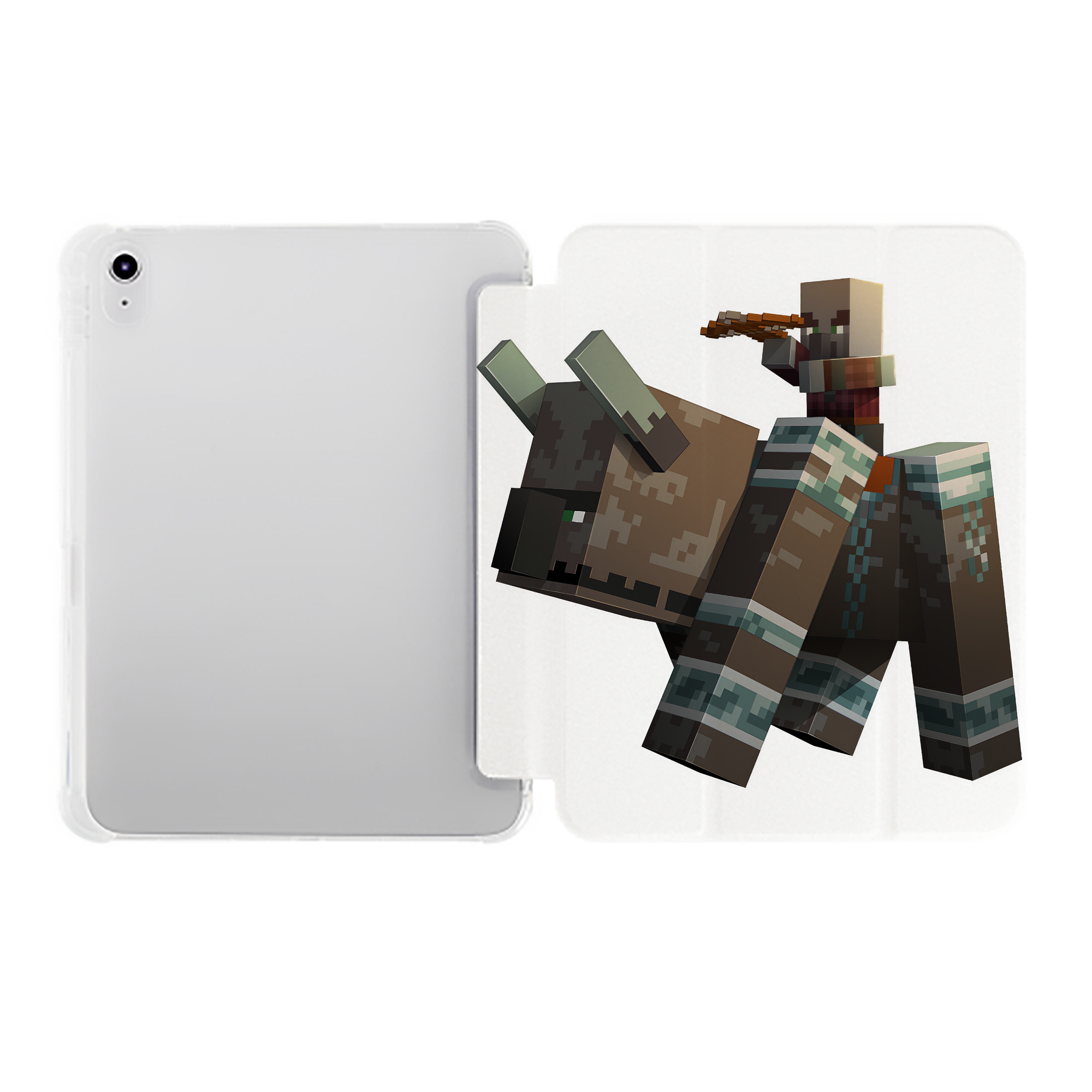 （画像用） マインクラフト ブロックの世界 Minecraft MC Block world IPad ケース ペン収納付き 三つ折りスタンド PUレザー×シリコン 対応機種9.5/10.5/10.9インチ